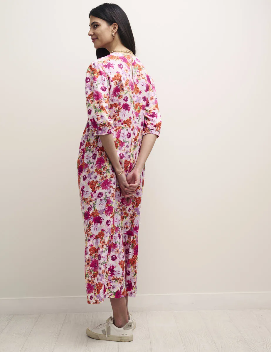 Pink and Orange Big Floral Rachel Midi Dress sold by Nobody's Child product image thumbnail 4