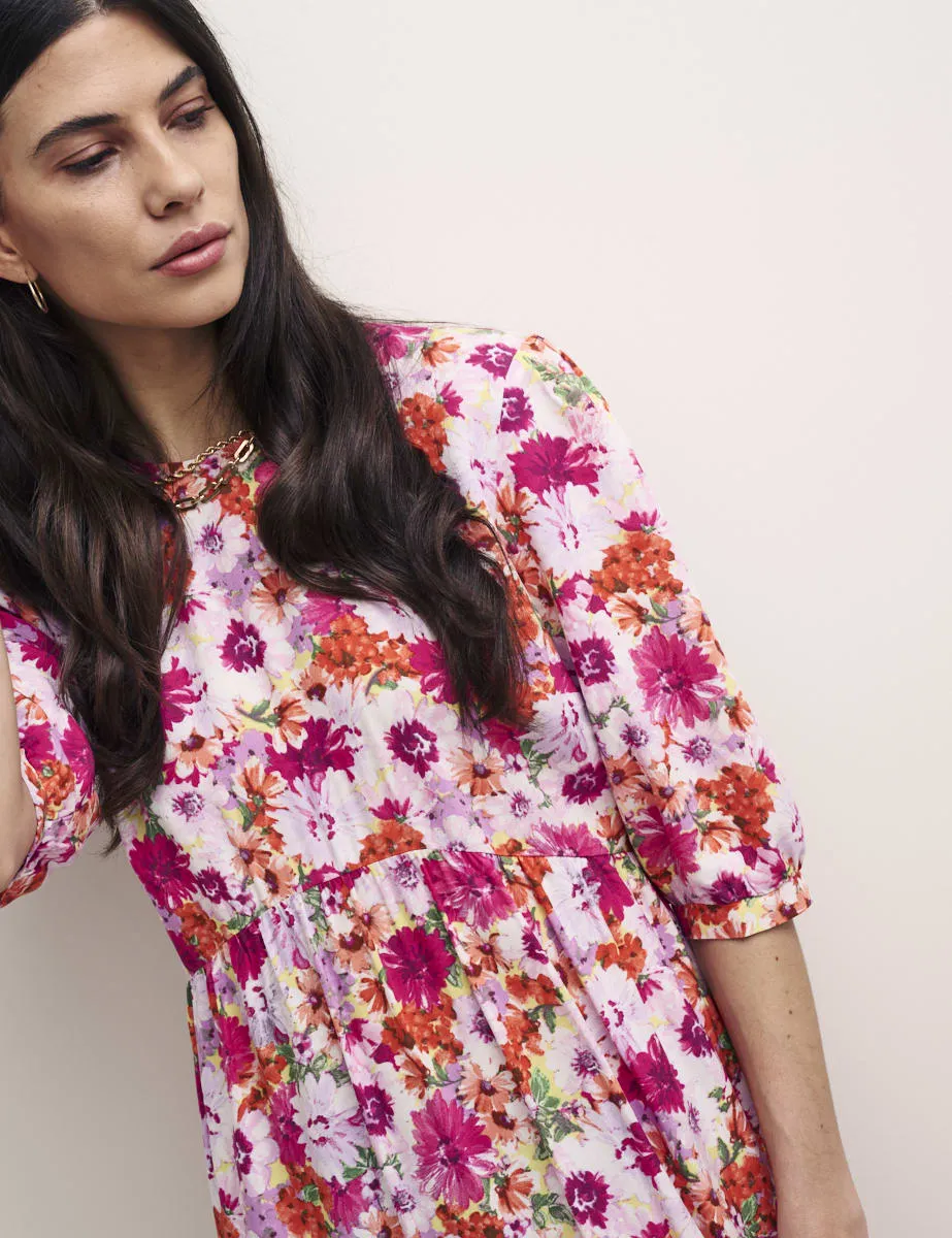 Pink and Orange Big Floral Rachel Midi Dress sold by Nobody's Child product image thumbnail 3