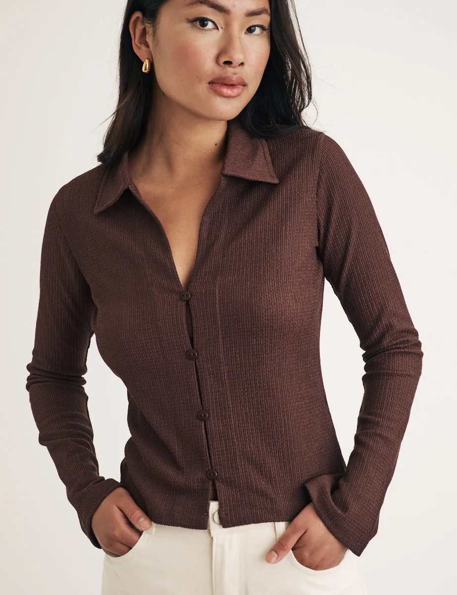 Brown Long Sleeve Jersey Shirt sold by Nobody's Child