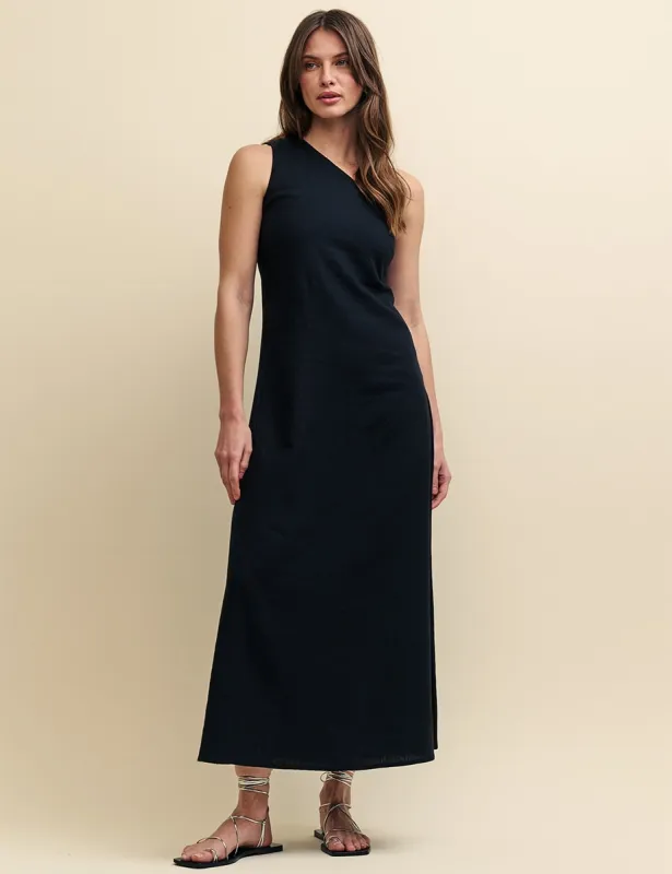 Black One Shoulder Corine Midi Dress sold by Nobody's Child