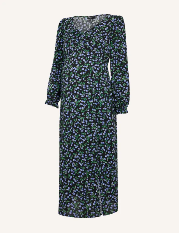 Alora Cherry Maternity Rosie Midi Dress sold by Nobody's Child