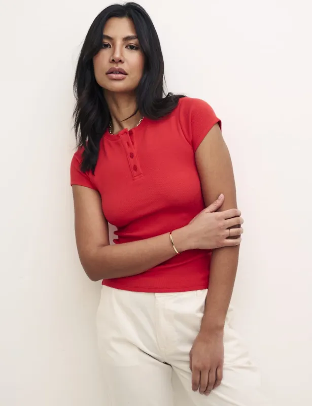 Red Button Front T-Shirt sold by Nobody's Child