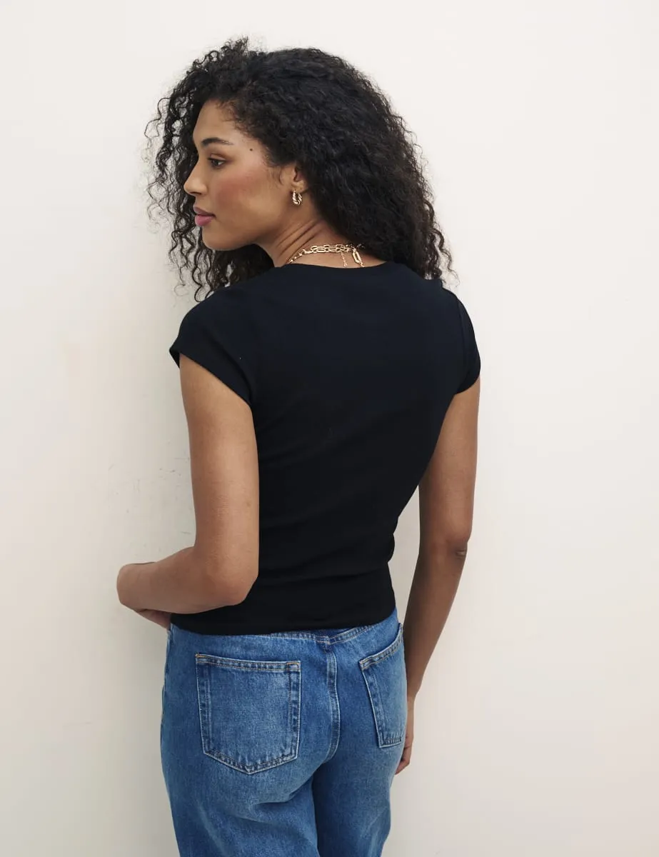 Black Button Front T-Shirt sold by Nobody's Child product image thumbnail 4