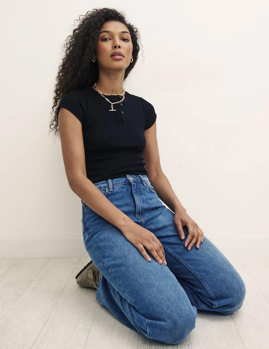 Black Button Front T-Shirt sold by Nobody's Child product image thumbnail 2