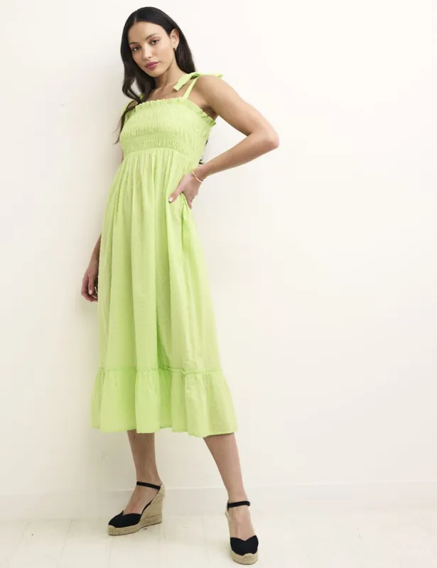 Neon Green Millie Smock Midaxi Dress sold by Nobody's Child