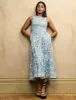 Blue Floral Sleeveless Charlie Midi Dress sold by Nobody's Child