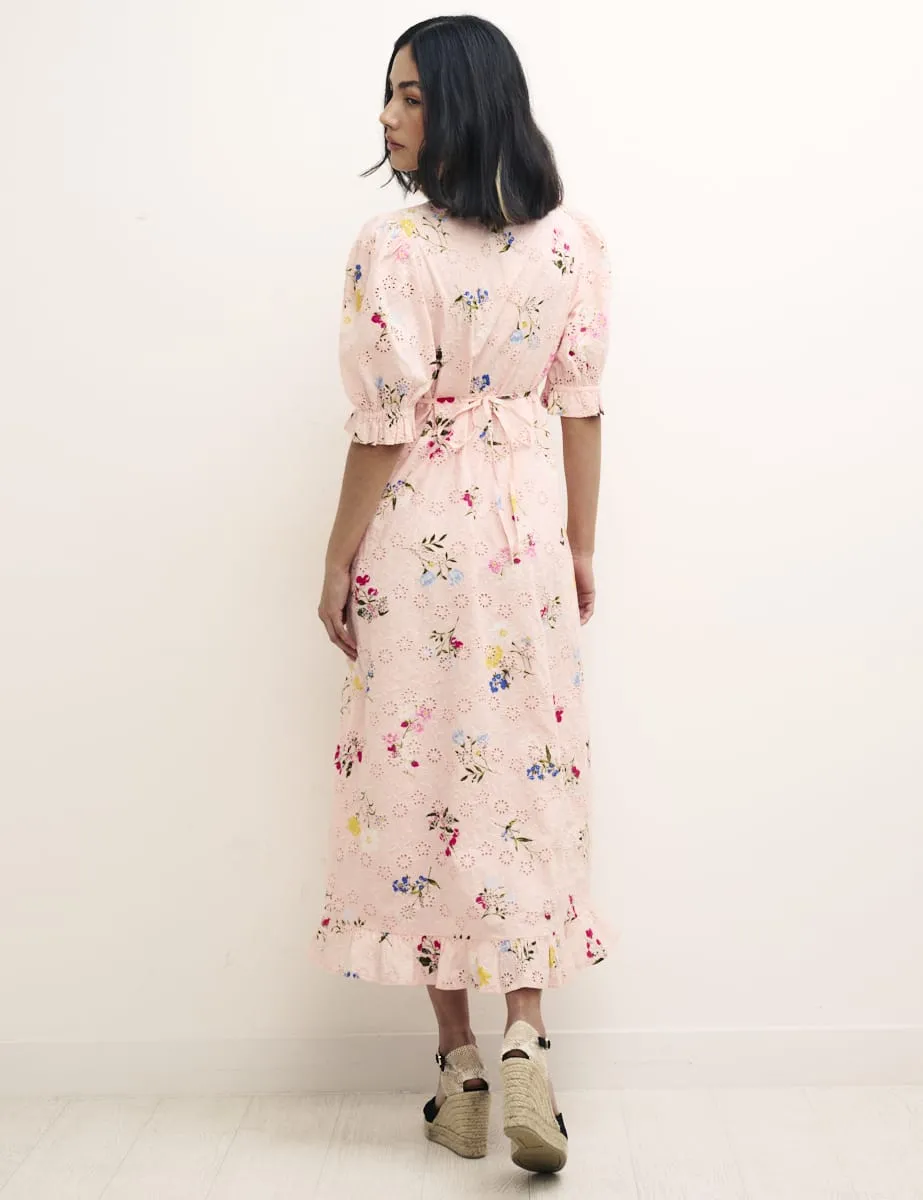 Pink Floral Demi Embroidery Midi Dress sold by Nobody's Child product image thumbnail 4
