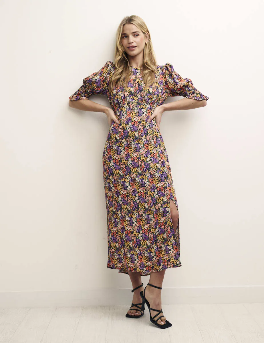 Petite Multi Floral Luna Midi Dress sold by Nobody's Child