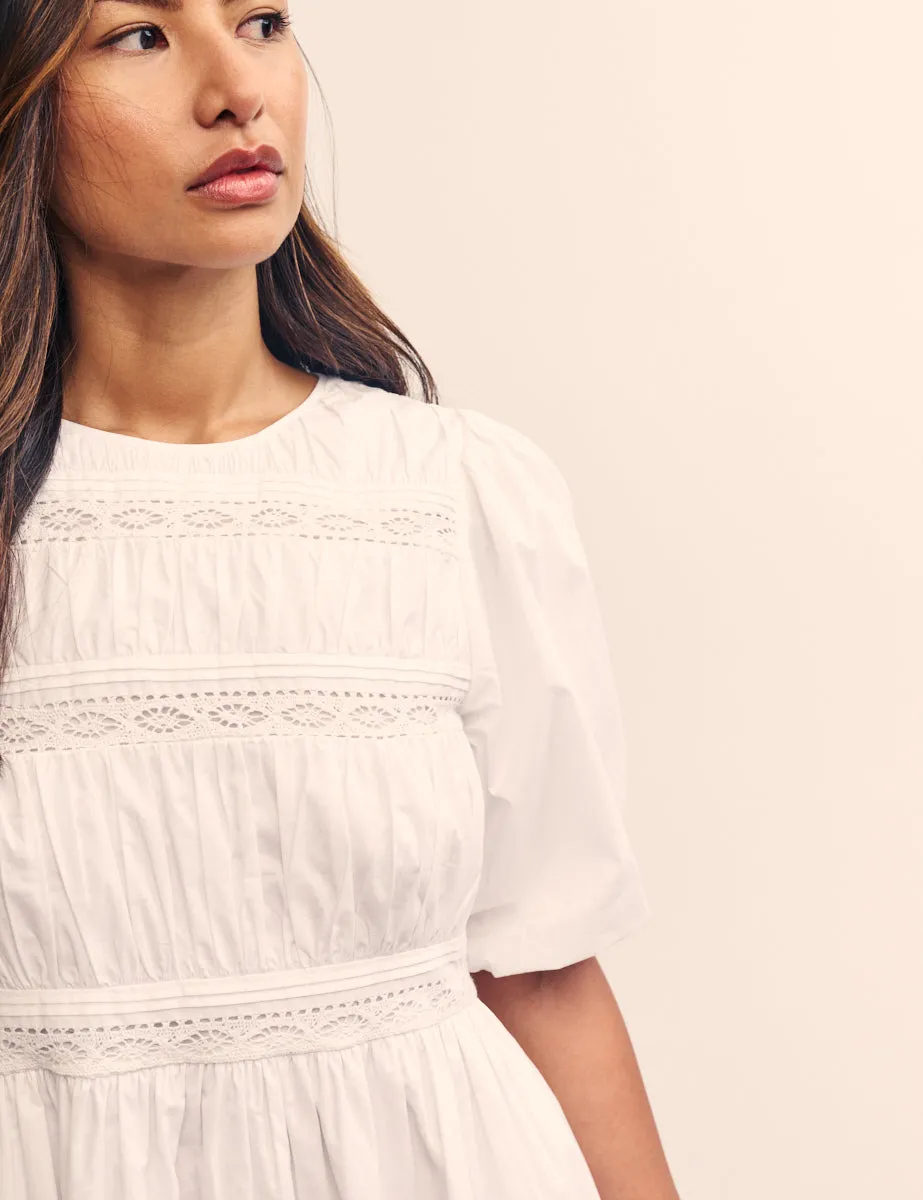 White Puff Sleeve Maureen Midi Dress sold by Nobody's Child product image thumbnail 3