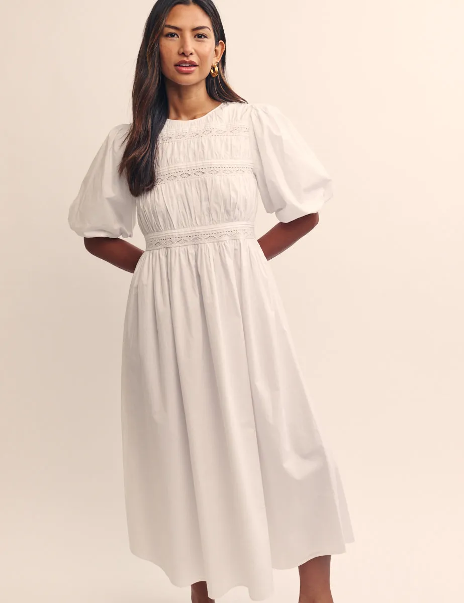 White Puff Sleeve Maureen Midi Dress sold by Nobody's Child product image thumbnail 4