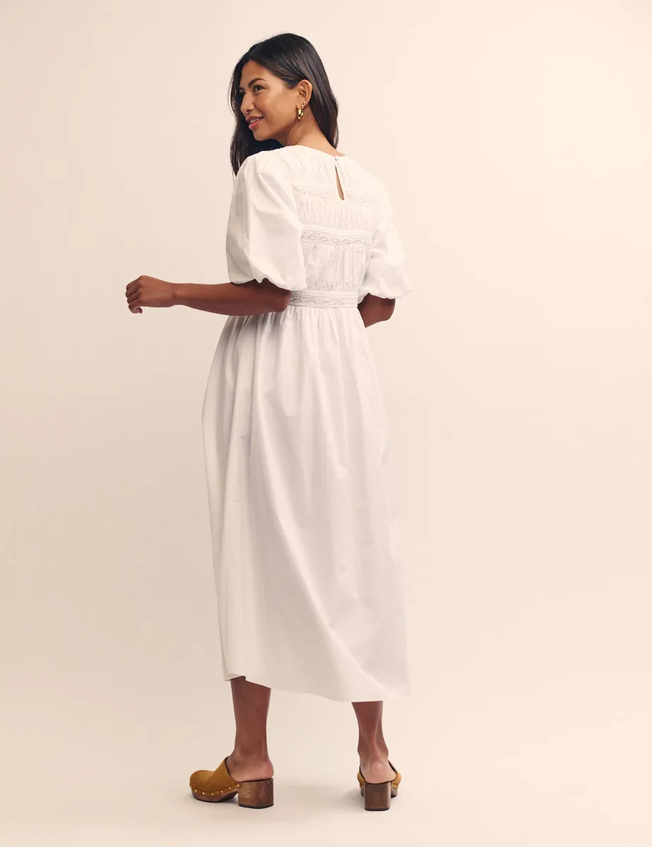 White Puff Sleeve Maureen Midi Dress sold by Nobody's Child product image thumbnail 2