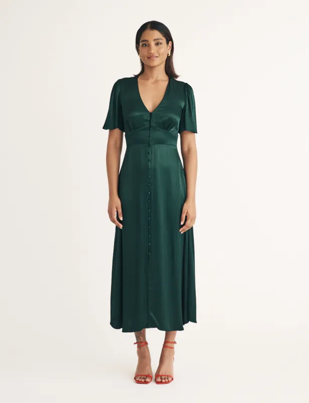 Dark Green Bridesmaid Erin Midi Dress sold by Nobody's Child