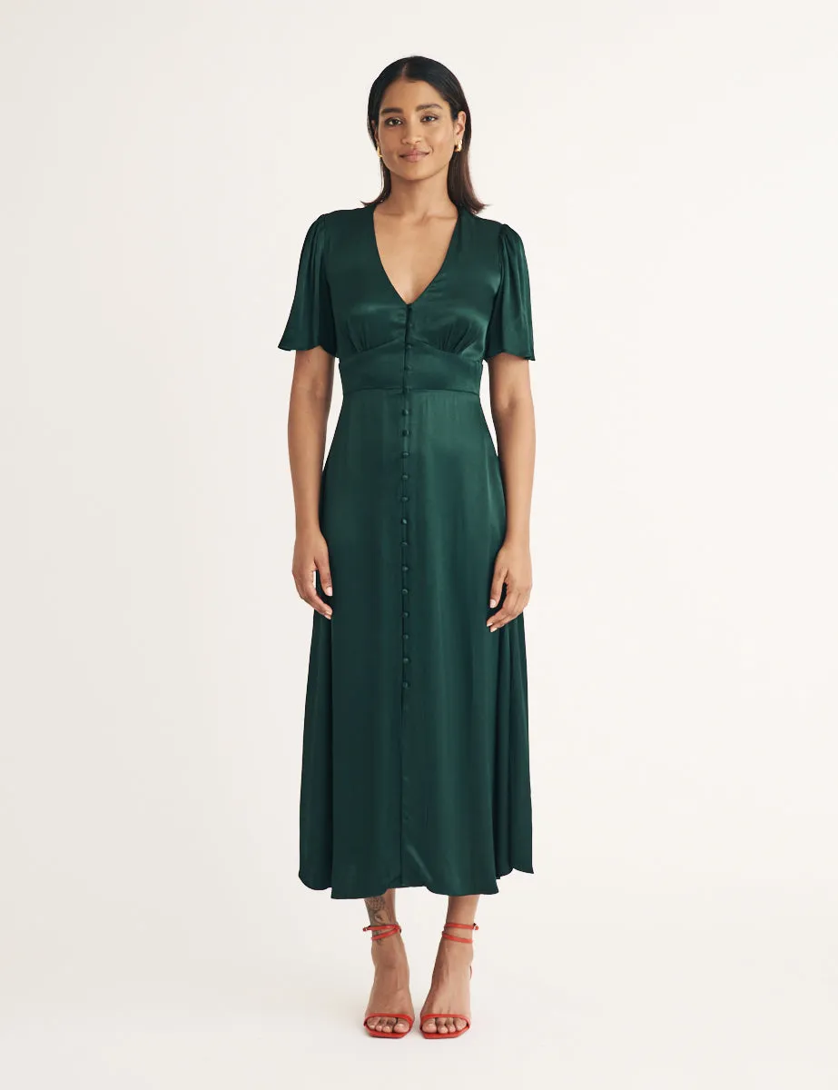 Dark Green Bridesmaid Erin Midi Dress sold by Nobody's Child