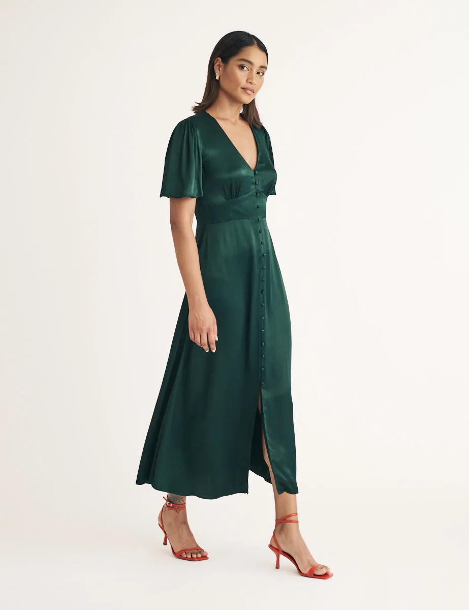 Dark Green Bridesmaid Erin Midi Dress sold by Nobody's Child product image thumbnail 3