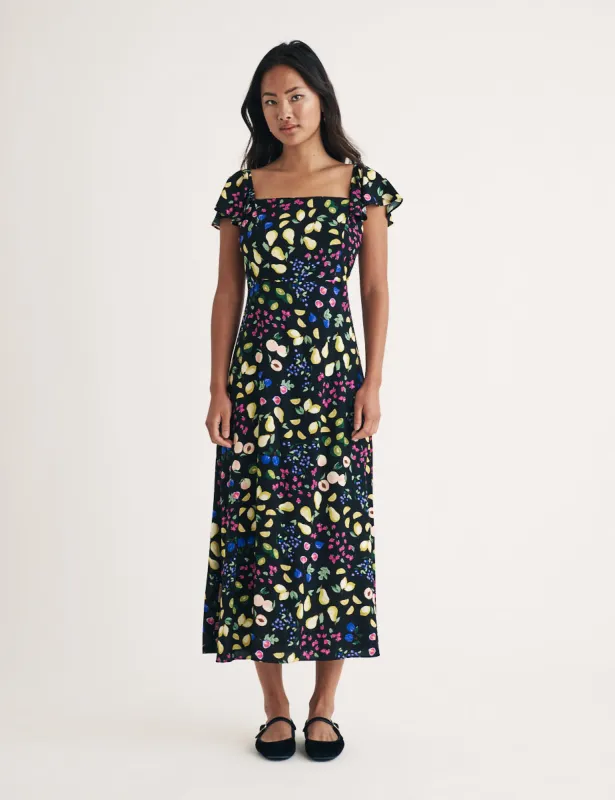 Black Floral Elsie Midi Dress sold by Nobody's Child