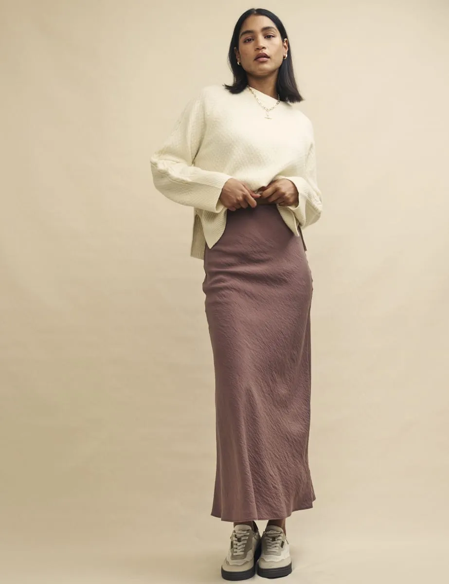 Dusky Pink Mila Slip Midi Skirt sold by Nobody's Child