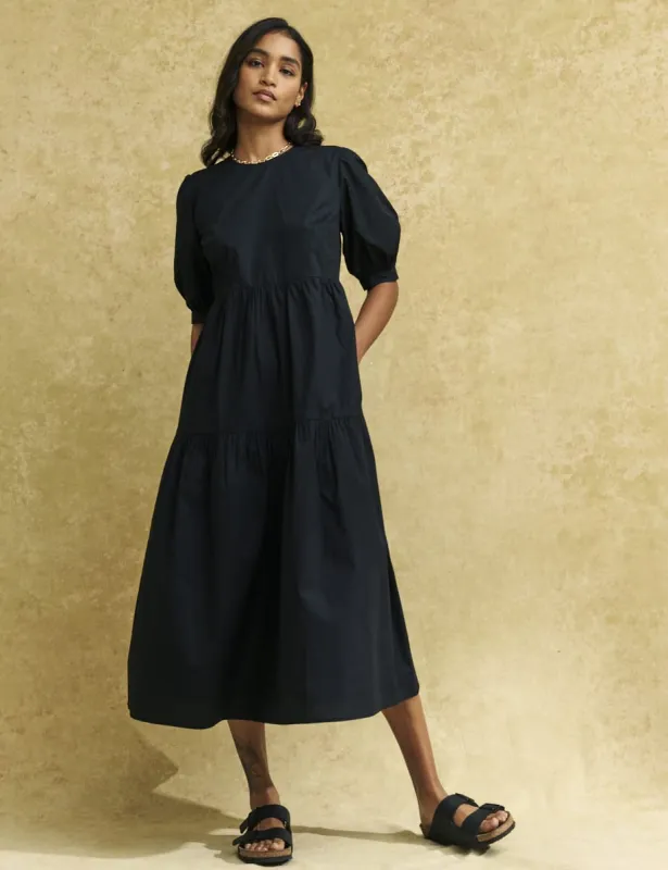 Petite Black Rochelle Smock Midi Dress sold by Nobody's Child