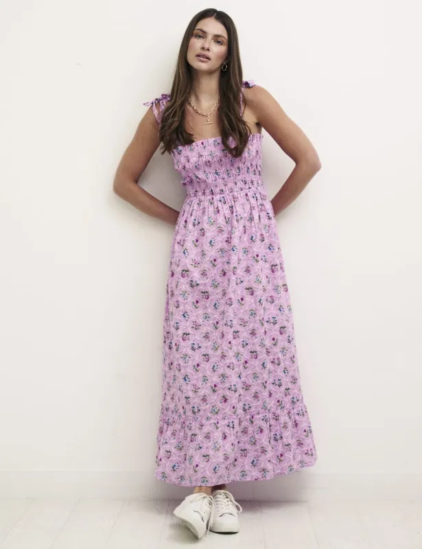 Purple Floral Millie Smock Midaxi Dress made by Nobody's Child