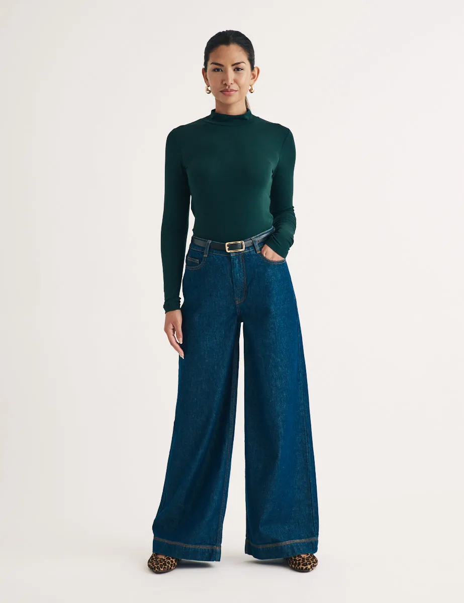 Forest Green Funnel Neck Long Sleeve Top sold by Nobody's Child product image thumbnail 2