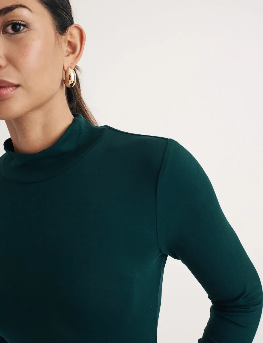 Forest Green Funnel Neck Long Sleeve Top sold by Nobody's Child product image thumbnail 3