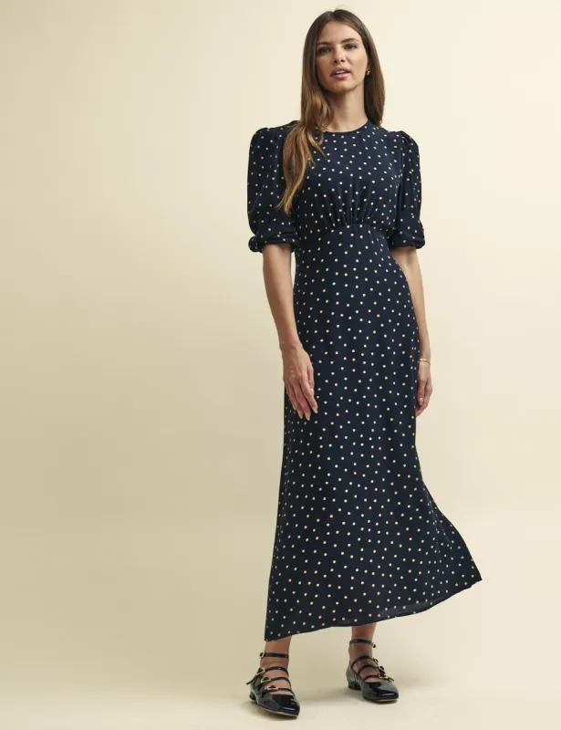 Black Spot Print Tallulah Midi Dress sold by Nobody's Child