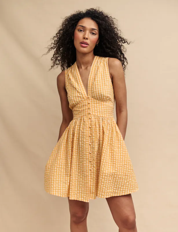 Yellow Gingham Sleeveless Starlight Mini Dress sold by Nobody's Child