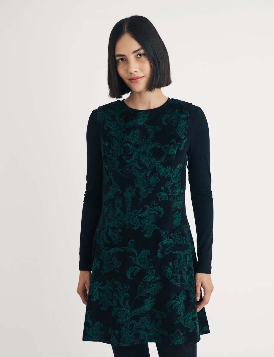 Green Floral Cord Boston Mini Pinafore Dress sold by Nobody's Child product image thumbnail 4