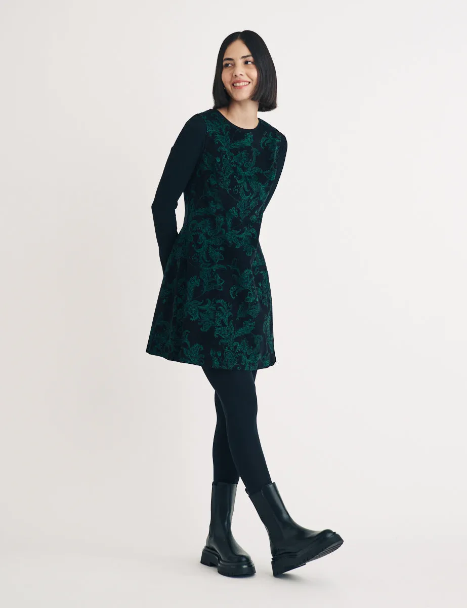 Green Floral Cord Boston Mini Pinafore Dress sold by Nobody's Child product image thumbnail 3