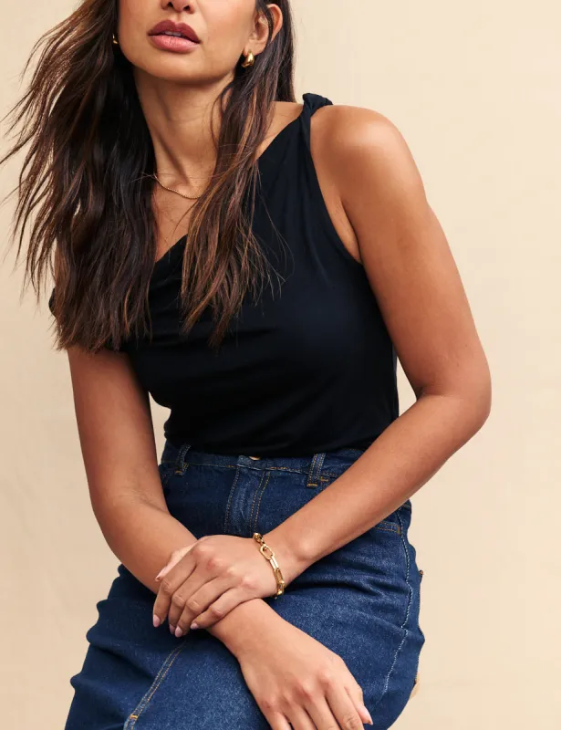 Black Twist Bardot Top sold by Nobody's Child