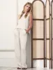 Petite Cream Linen-blend Drawstring Trousers sold by Nobody's Child