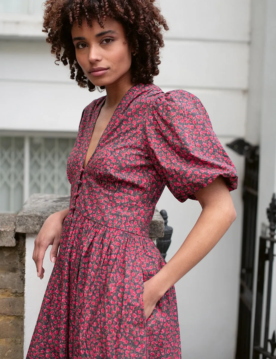 Red Ditsy Floral Starlight Midi Dress sold by Nobody's Child product image thumbnail 2