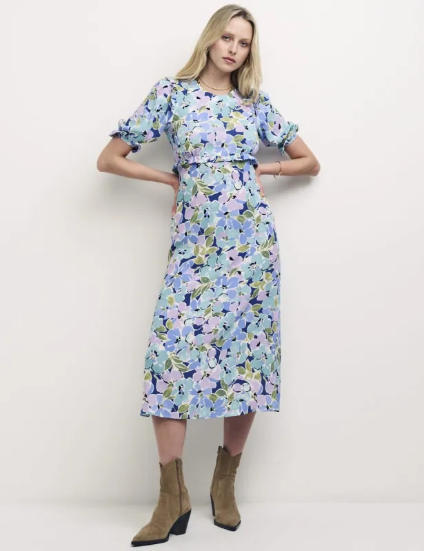 Blue Floral Felicia Midi Dress sold by Nobody's Child