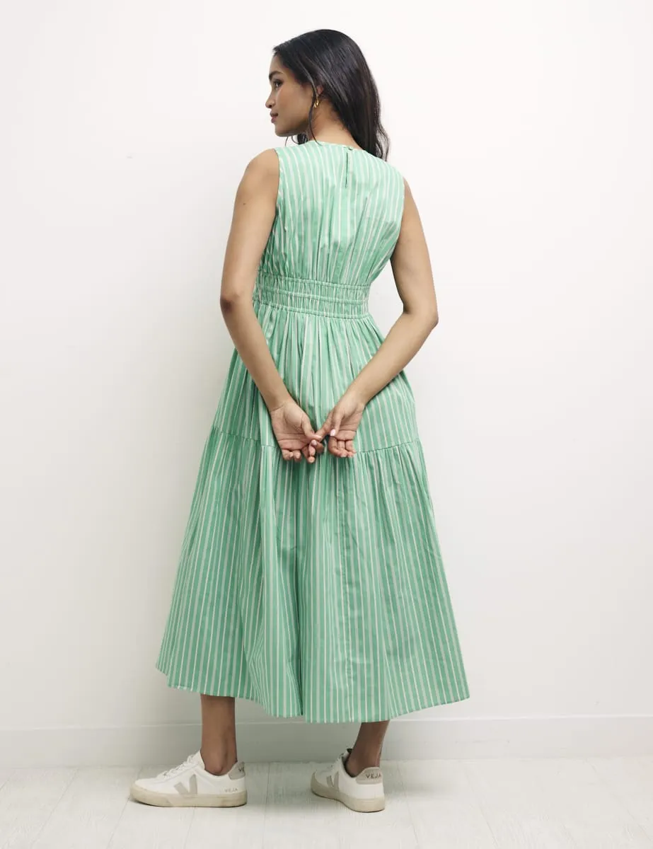 Green Stripe Elora Sleeveless Midi Dress sold by Nobody's Child product image thumbnail 4