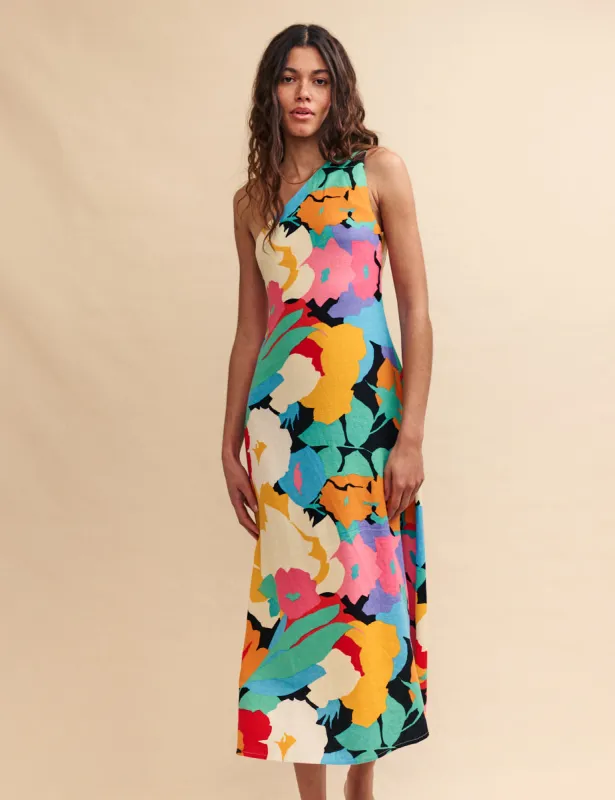 Floral Abstract One Shoulder Corine Midi Dress sold by Nobody's Child