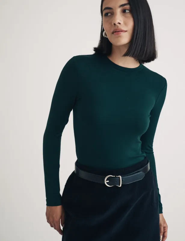 Dark Green Long Sleeve Crew Neck T-Shirt sold by Nobody's Child