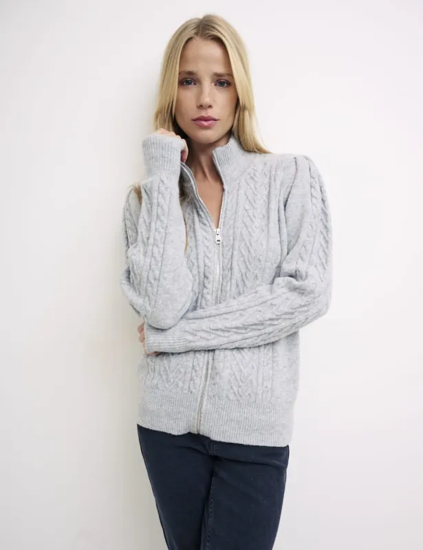 Zip Through Cable Cardigan sold by Nobody's Child