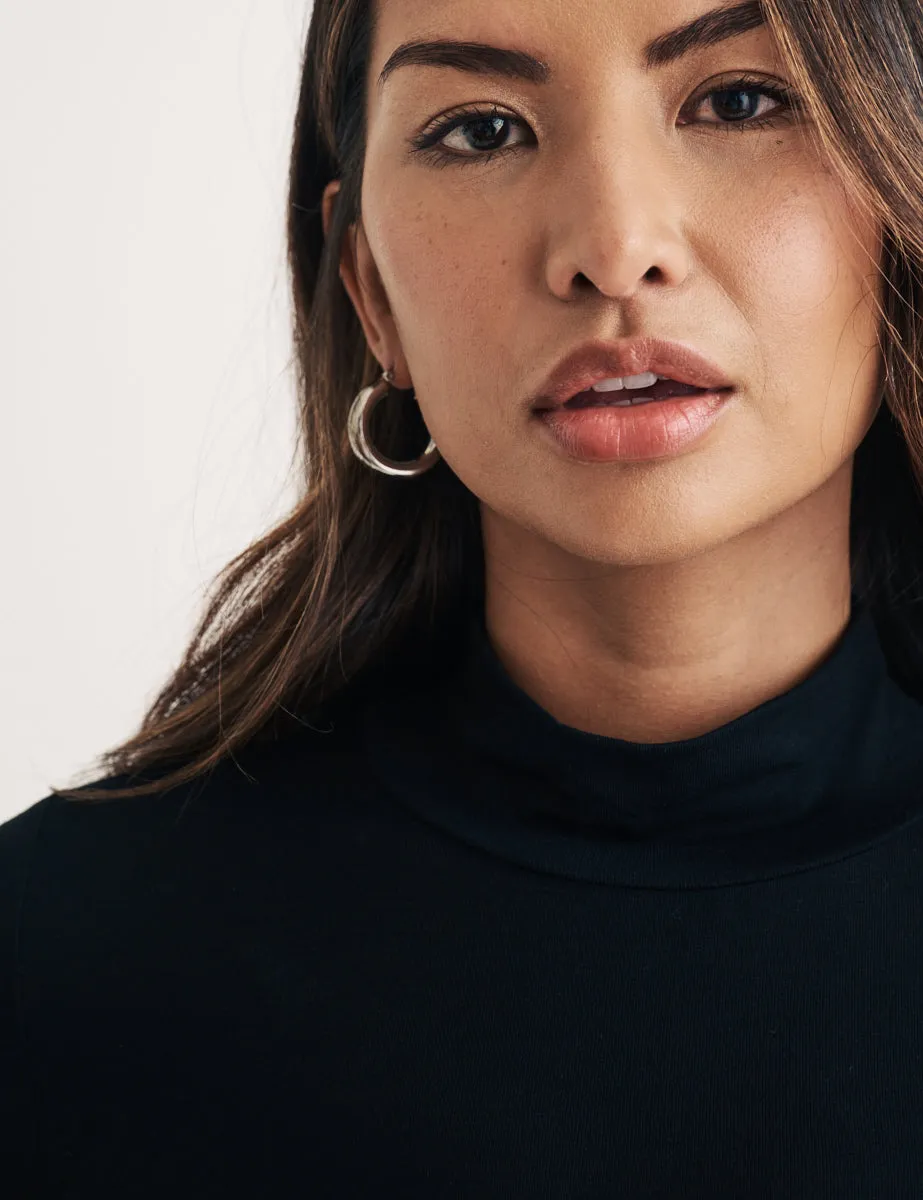 Black Funnel Neck Long Sleeve Top sold by Nobody's Child product image thumbnail 2