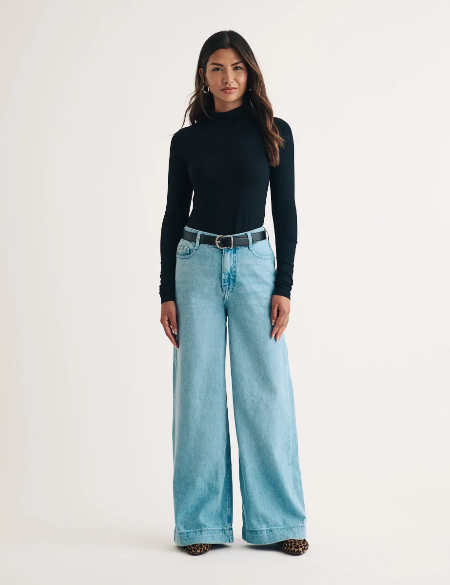 Black Funnel Neck Long Sleeve Top sold by Nobody's Child product image thumbnail 3