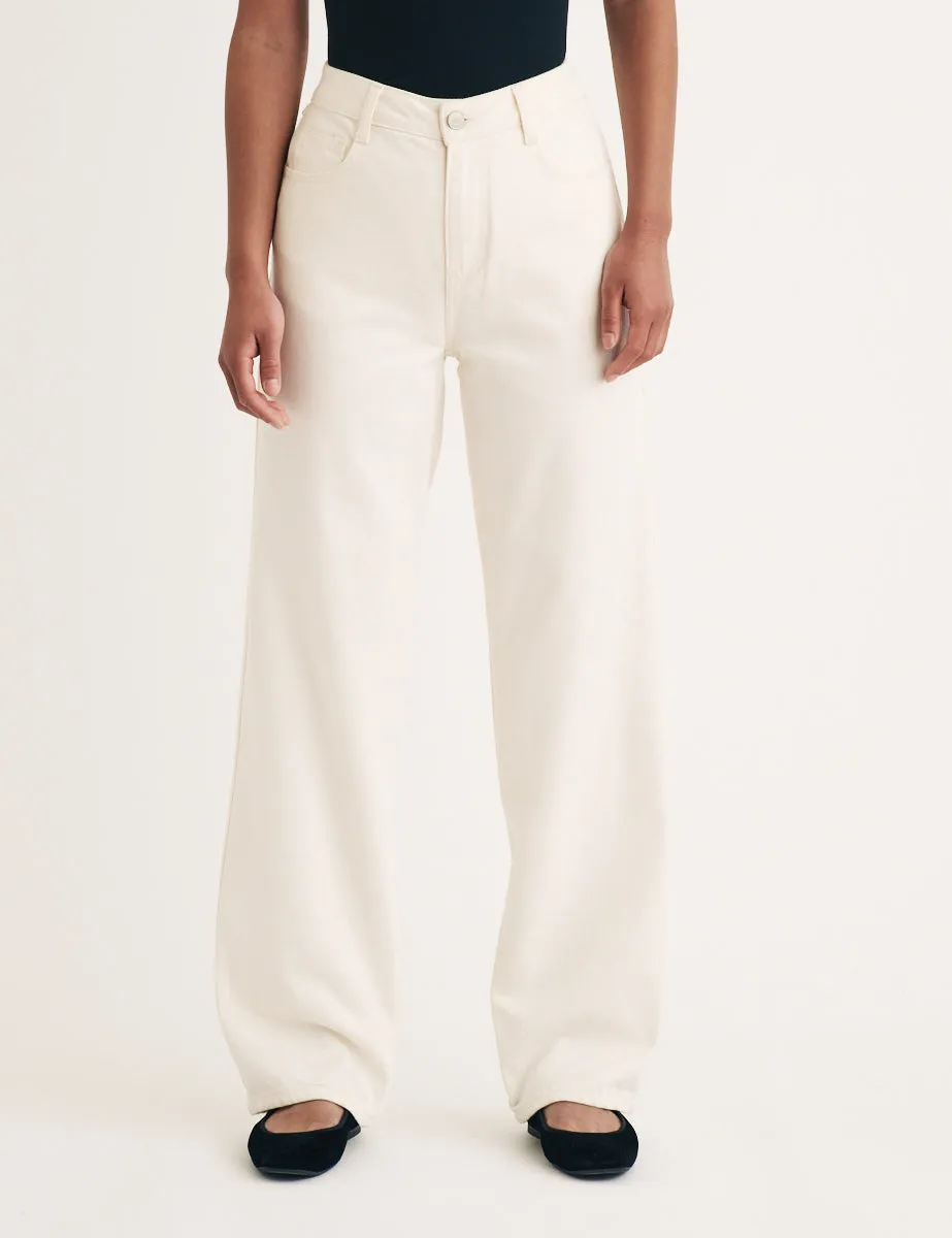 Cream Relaxed Straight Jeans sold by Nobody's Child product image thumbnail 2