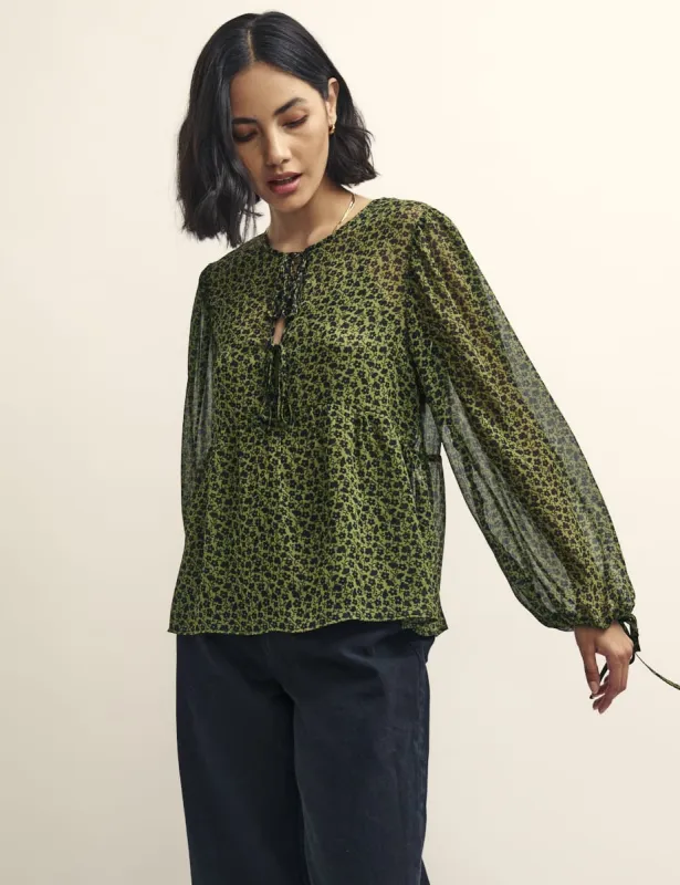 Green Floral Giovanna Blouse sold by Nobody's Child