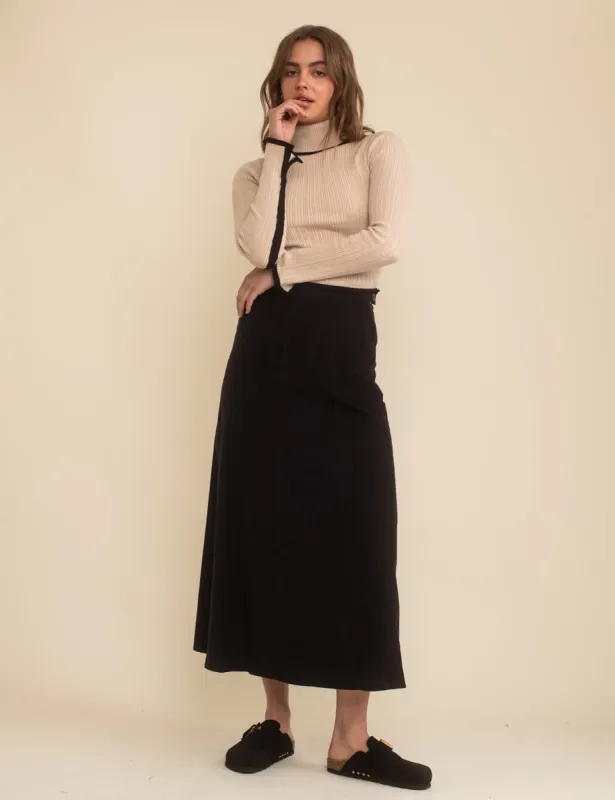 Black Cord Maxi Skirt sold by Nobody's Child