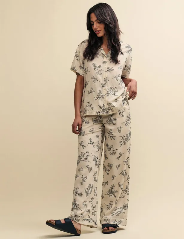Cream Embroidered Wildflower Melody Trousers sold by Nobody's Child
