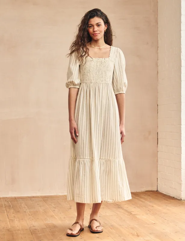 Cream Pinstripe Elsa Midi Dress sold by Nobody's Child