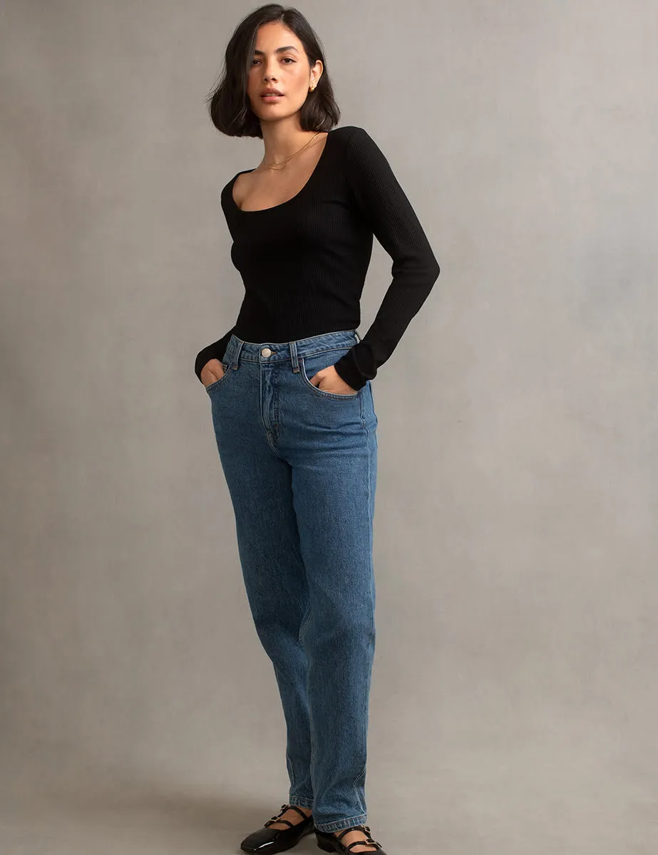 Mid Wash Blue High Rise Straight Leg Denim Jeans sold by Nobody's Child product image thumbnail 2