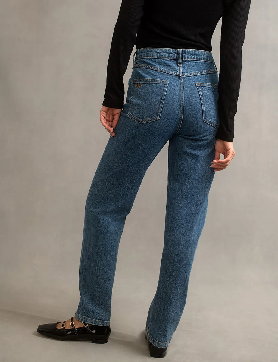 Mid Wash Blue High Rise Straight Leg Denim Jeans sold by Nobody's Child product image thumbnail 3