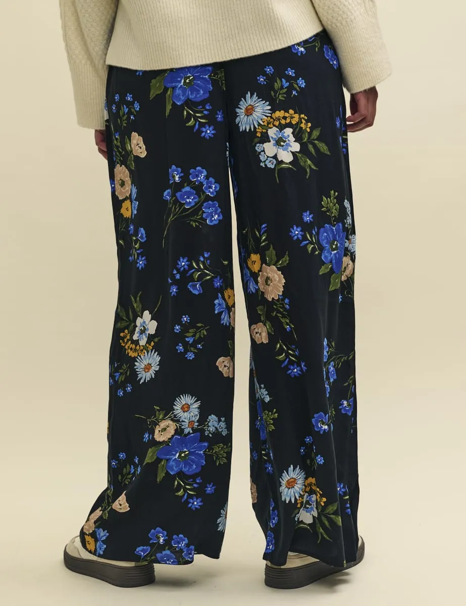 Black Floral Wide Leg Zeena Trousers sold by Nobody's Child product image thumbnail 4
