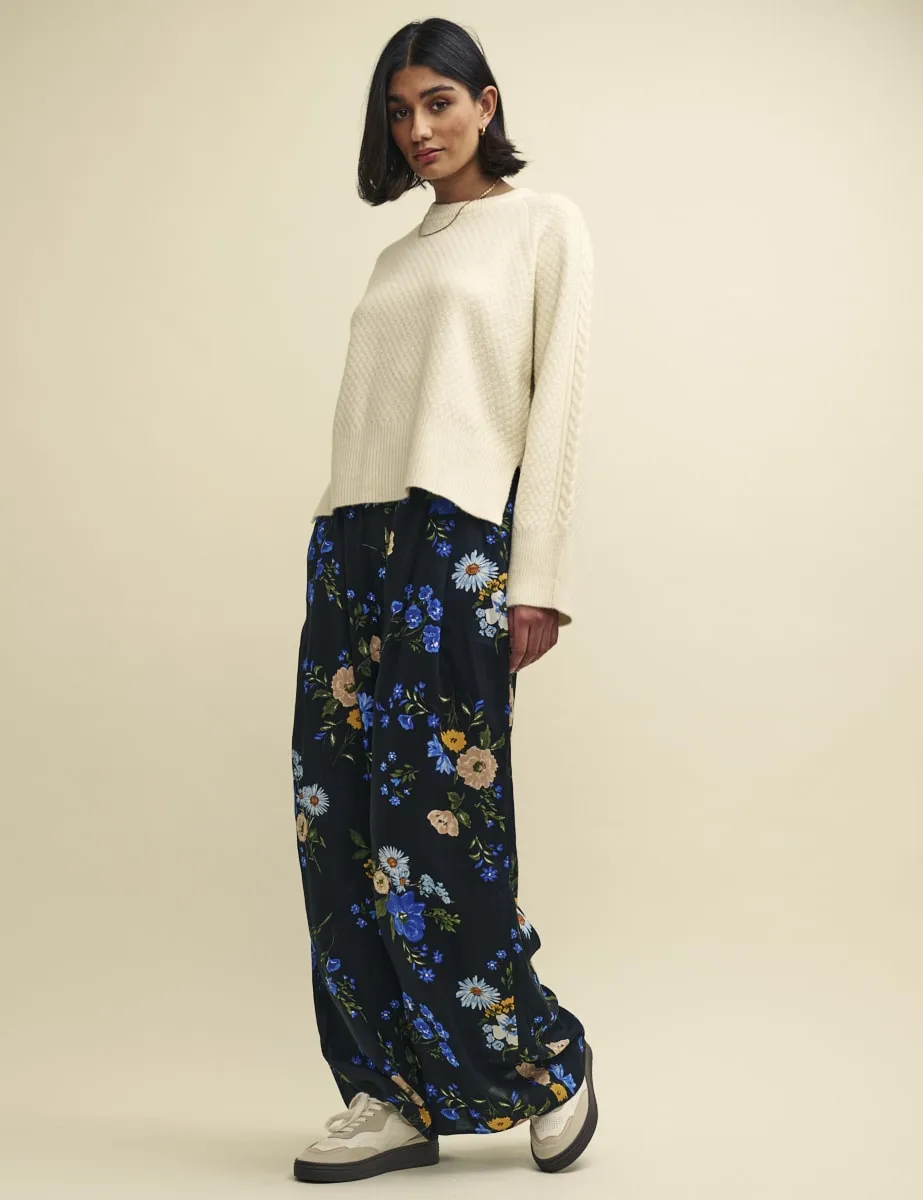 Black Floral Wide Leg Zeena Trousers sold by Nobody's Child product image thumbnail 2