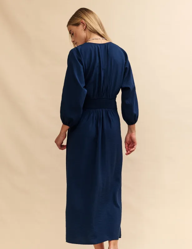 Navy Batwing-Sleeve Hester Midi Dress sold by Nobody's Child