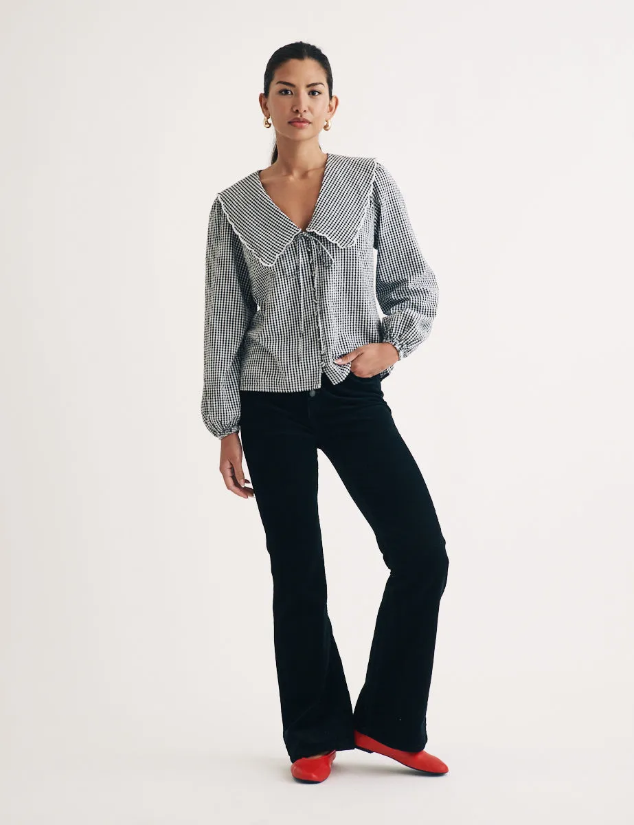 Black Gingham Long Sleeve Birdie Blouse sold by Nobody's Child product image thumbnail 2