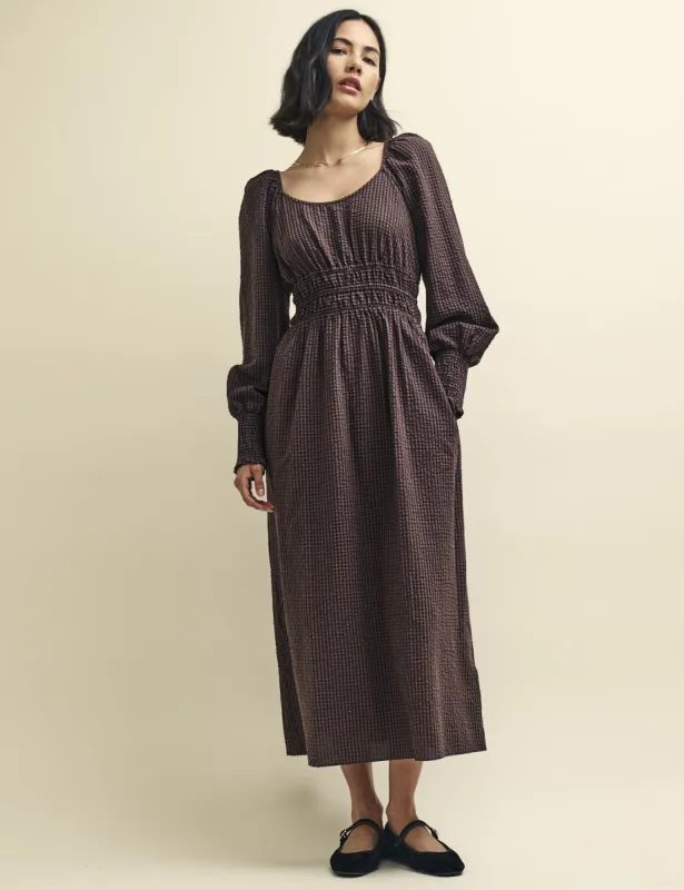 Brown Gingham Ankita Midi Dress sold by Nobody's Child